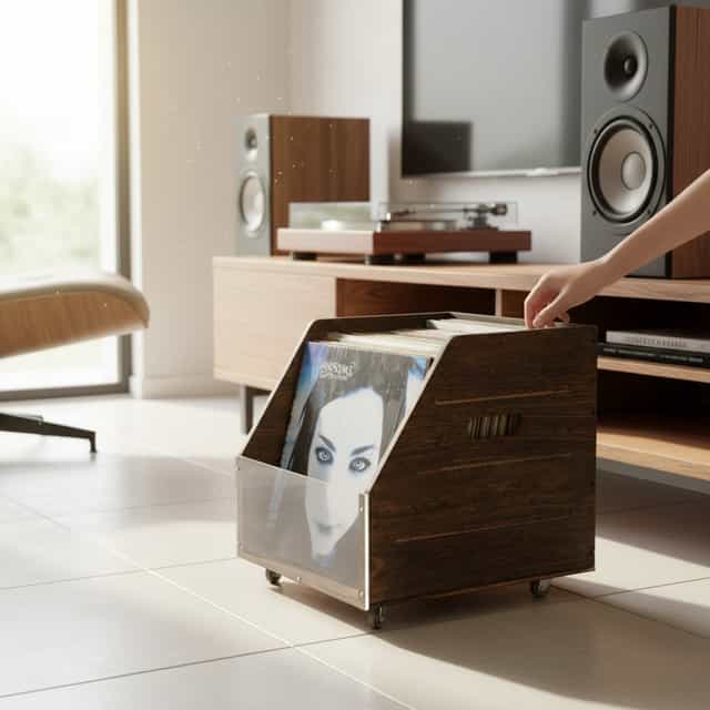 WhatsApp Image 2026-04-30 at 15.13.28 (1) (Mise en scène du produit) (2) OFFRE LANCEMENT 🚨 Caisse vinyle 33 tours – rangement vinyles bois design | GROOVEBOX LP v2
